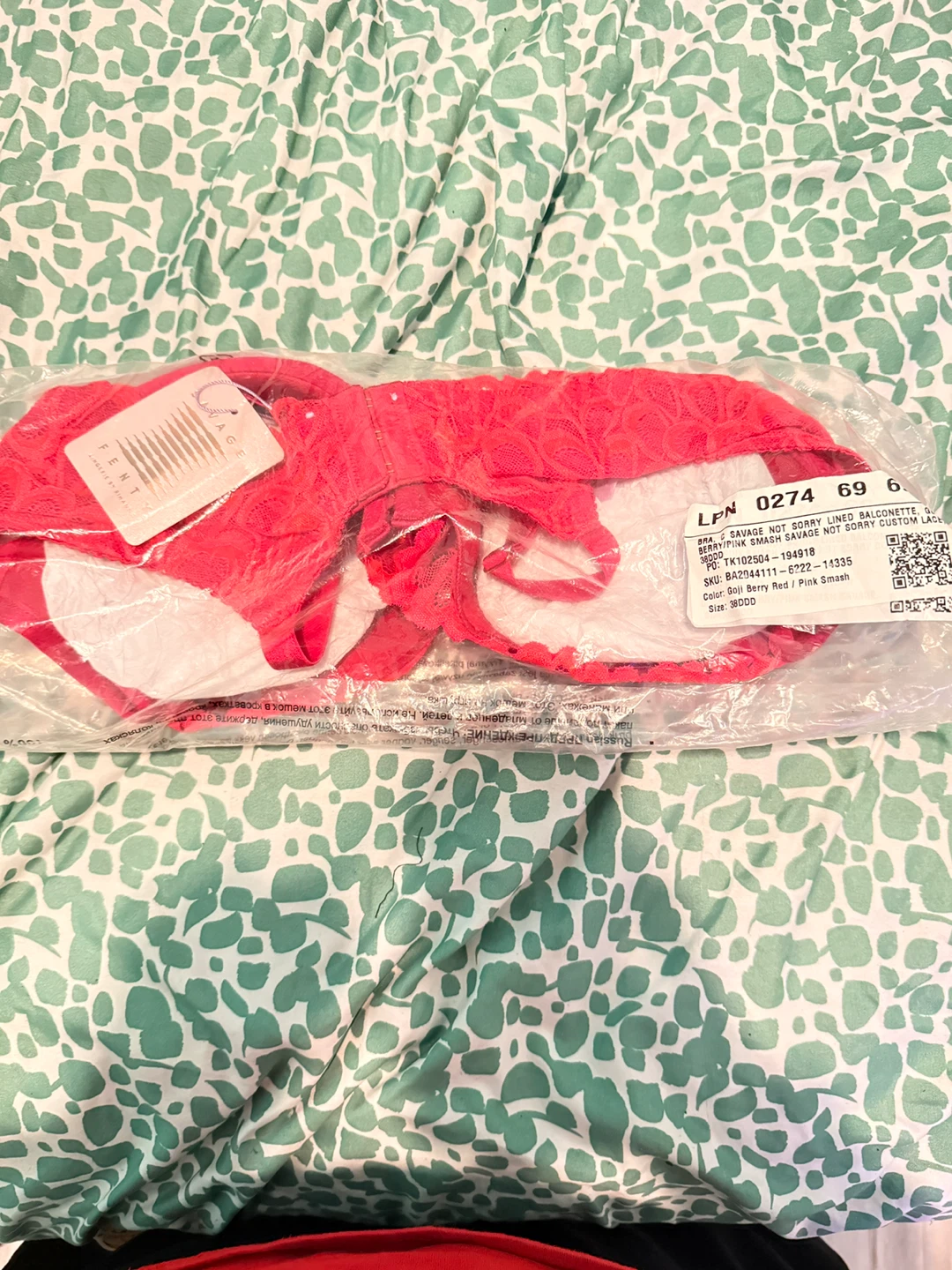 Fenty x Savage Lingerie Balconette Bra Red Size 38DDD - photo 3