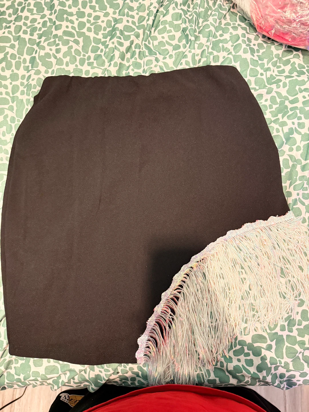SHEIN CURVE Black Fringe Skirt Size 0XL