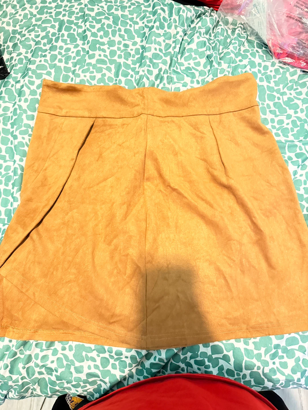 SHEIN Curve Orange/tan/brown Suede-like Mini Skirt - Size 1XL
