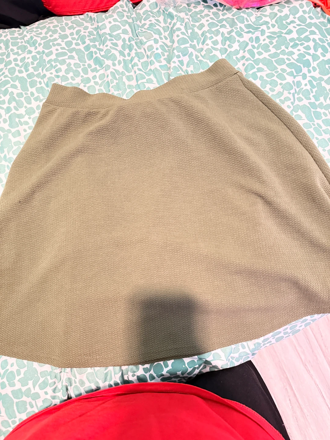 SHEIN Olive Green Textured A-Line Skirt Size L