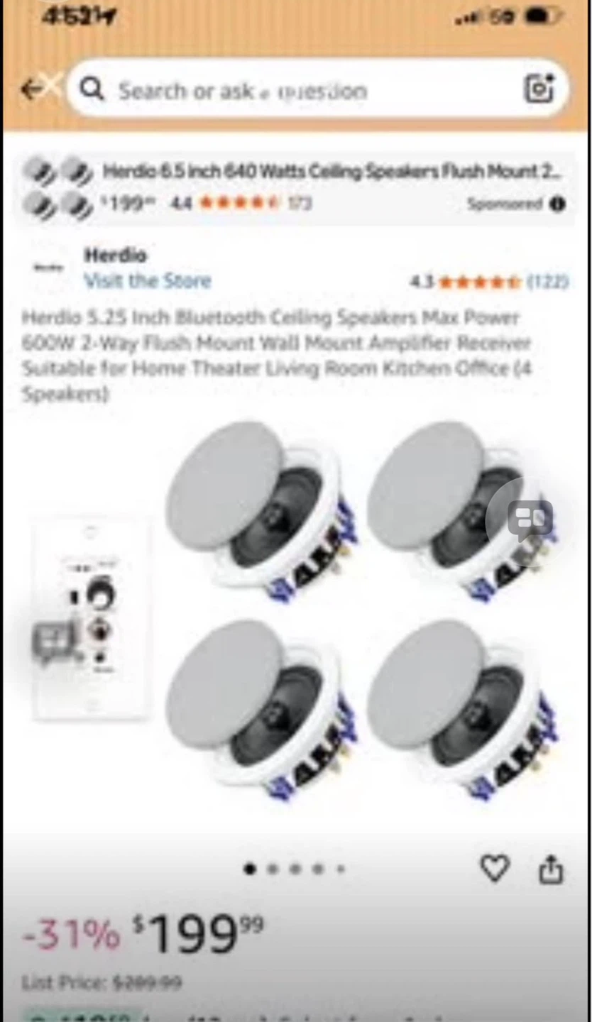Herdio 5.25 Inch Bluetooth Ceiling Speakers (4 Pack) - photo 2