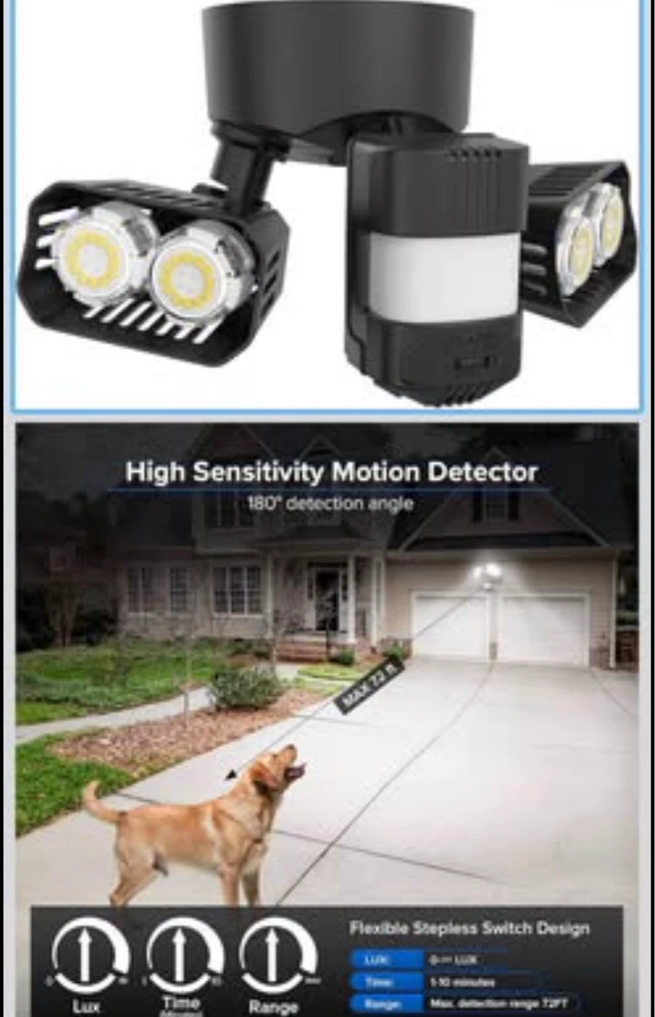 IP65 Waterproof Dual LED Motion Sensor Security Light - photo 3