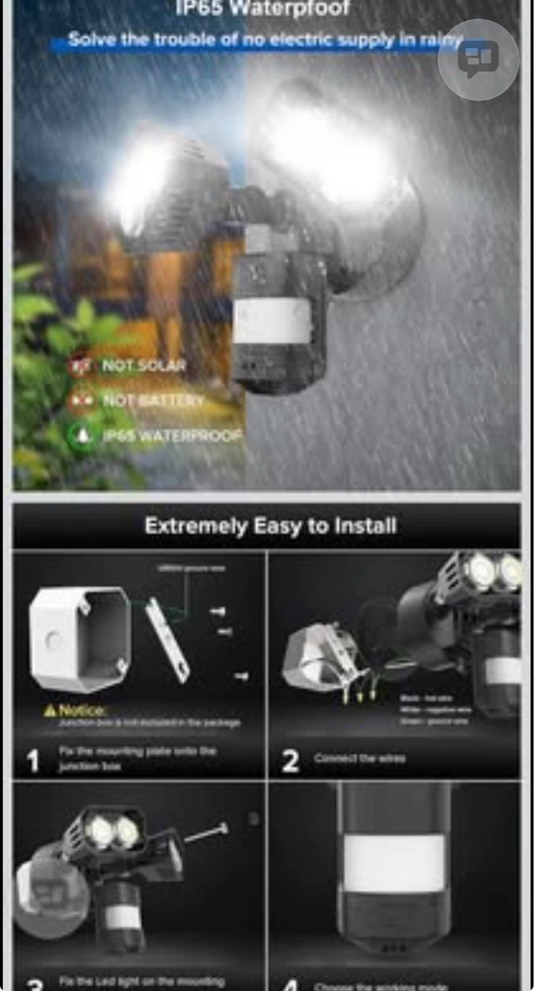 IP65 Waterproof Dual LED Motion Sensor Security Light - photo 4