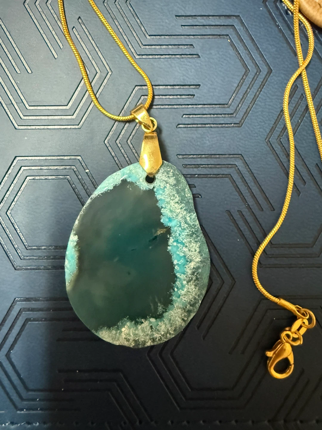 Teal Agate Slice Necklace - photo 2