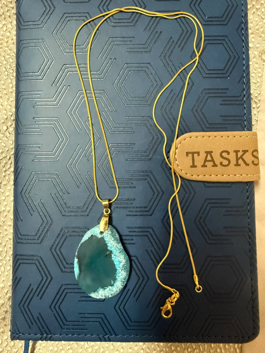 Teal Agate Slice Necklace