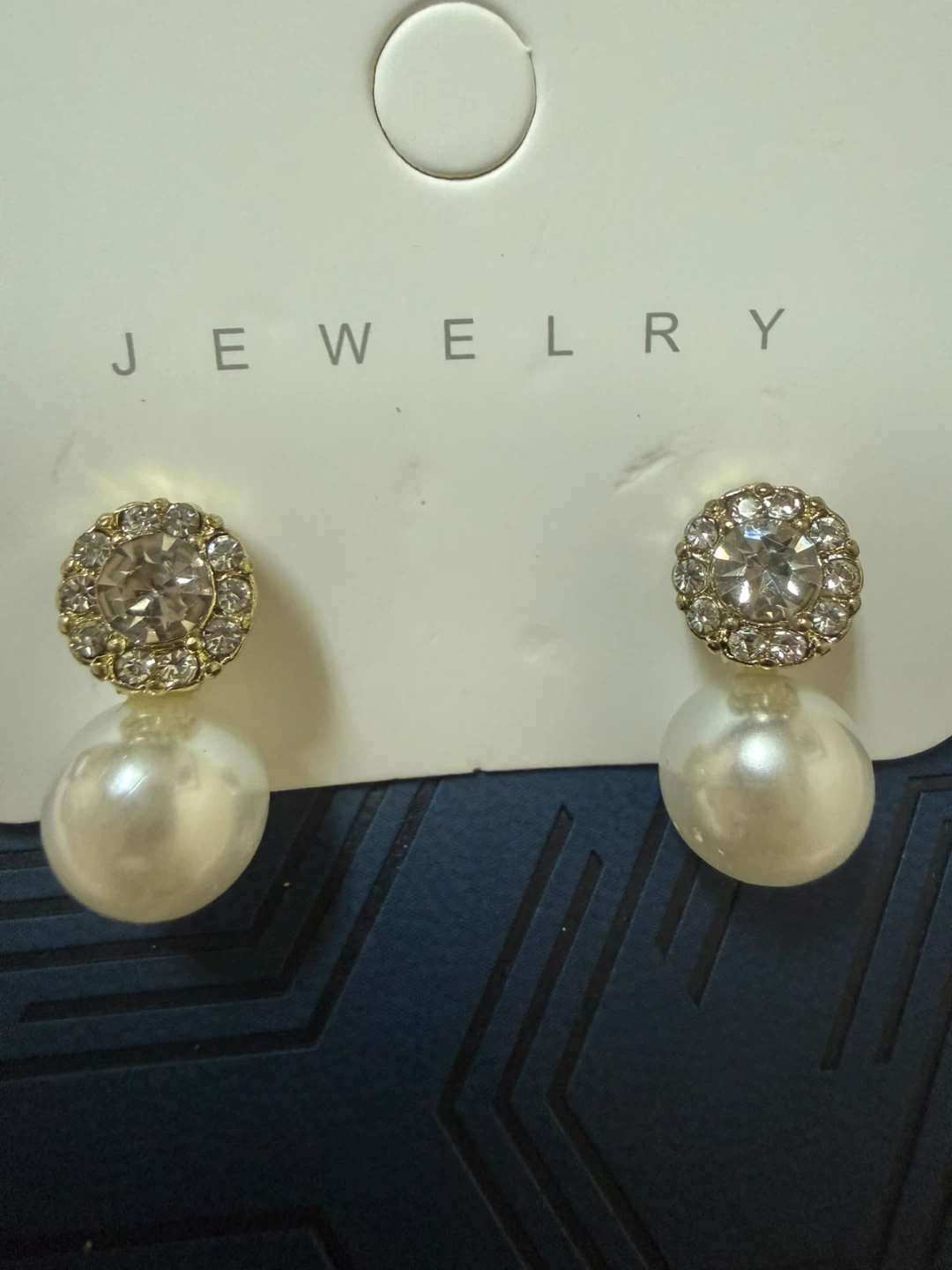 Pearl and Rhinestone Drop Earrings - photo 2