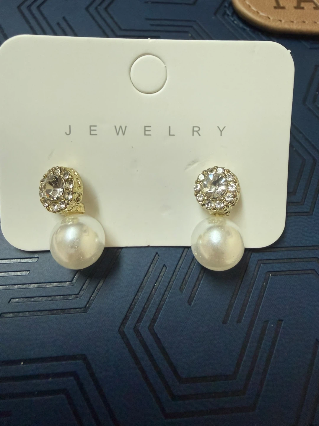 Pearl and Rhinestone Drop Earrings