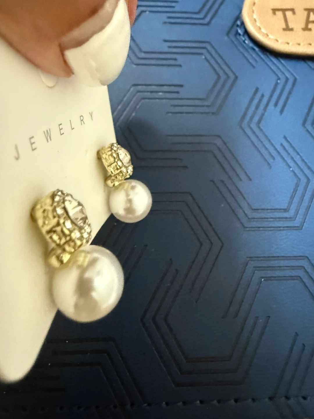 Pearl and Rhinestone Drop Earrings - photo 3