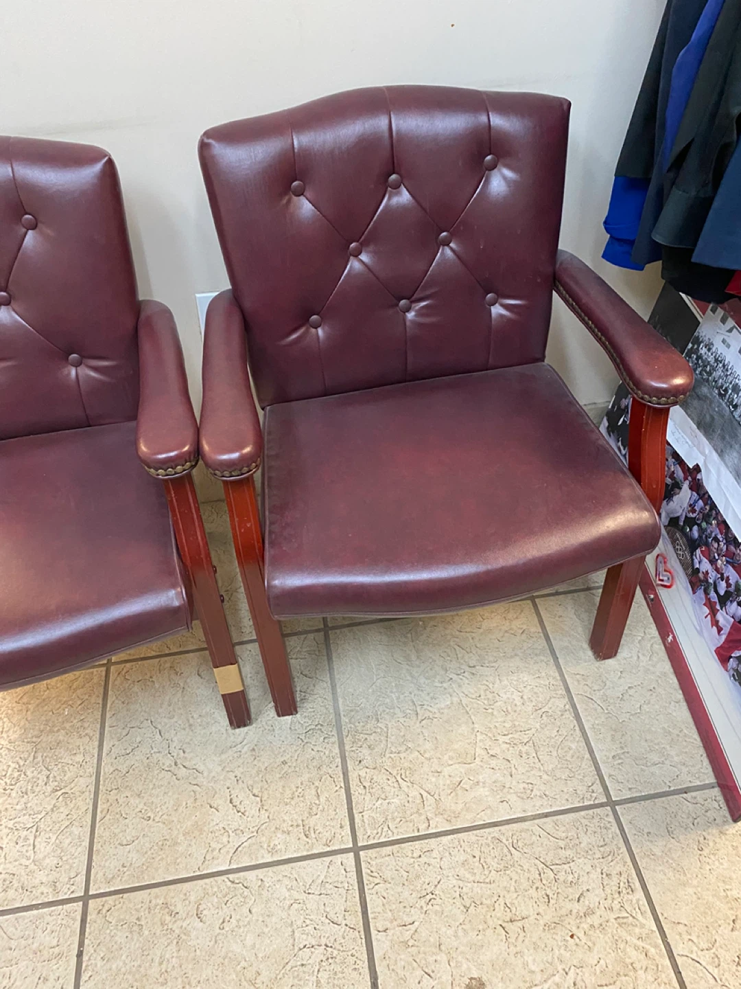 Maroon Tufted Executive Office Chairs 3 In Total - photo 4