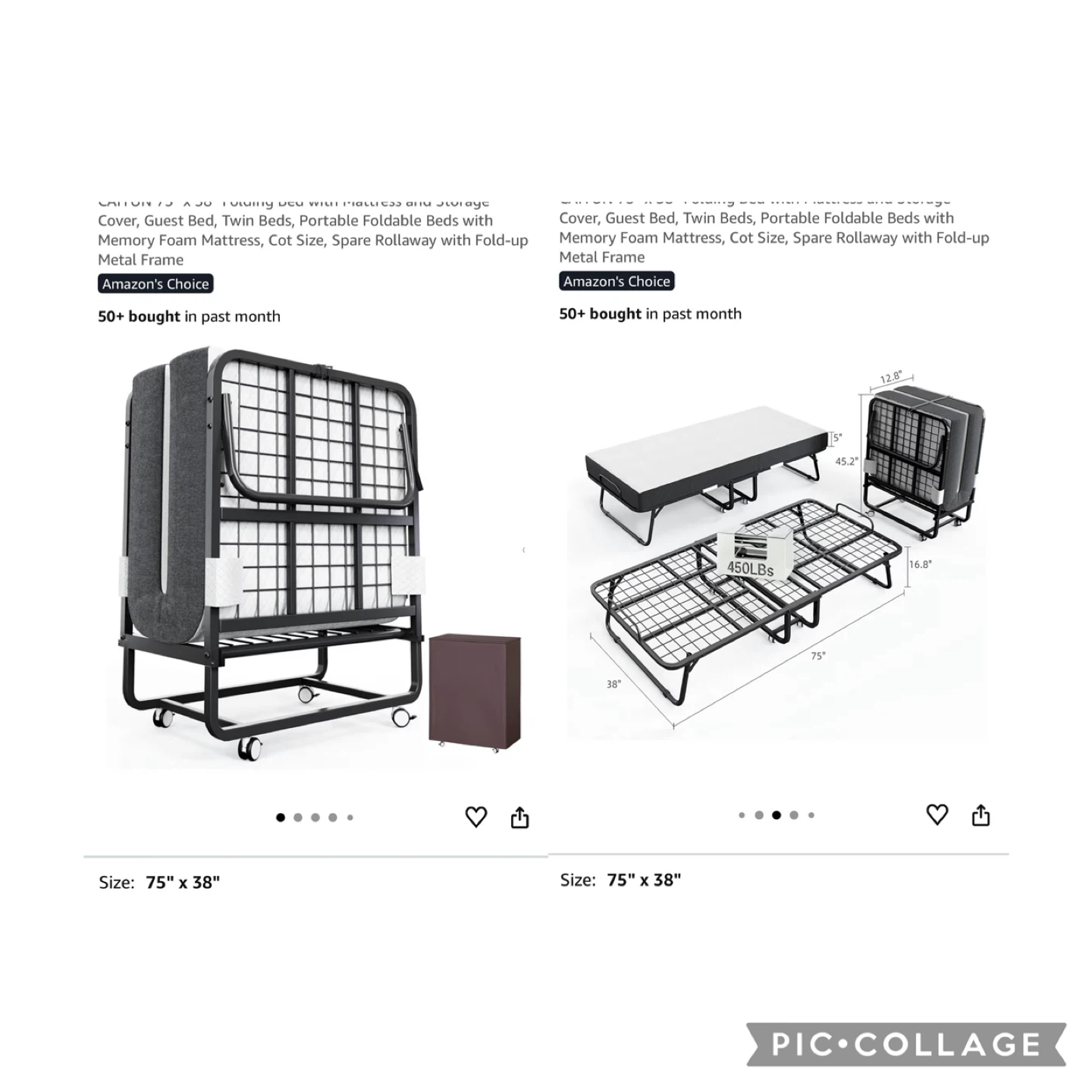 Folding bed with mattress