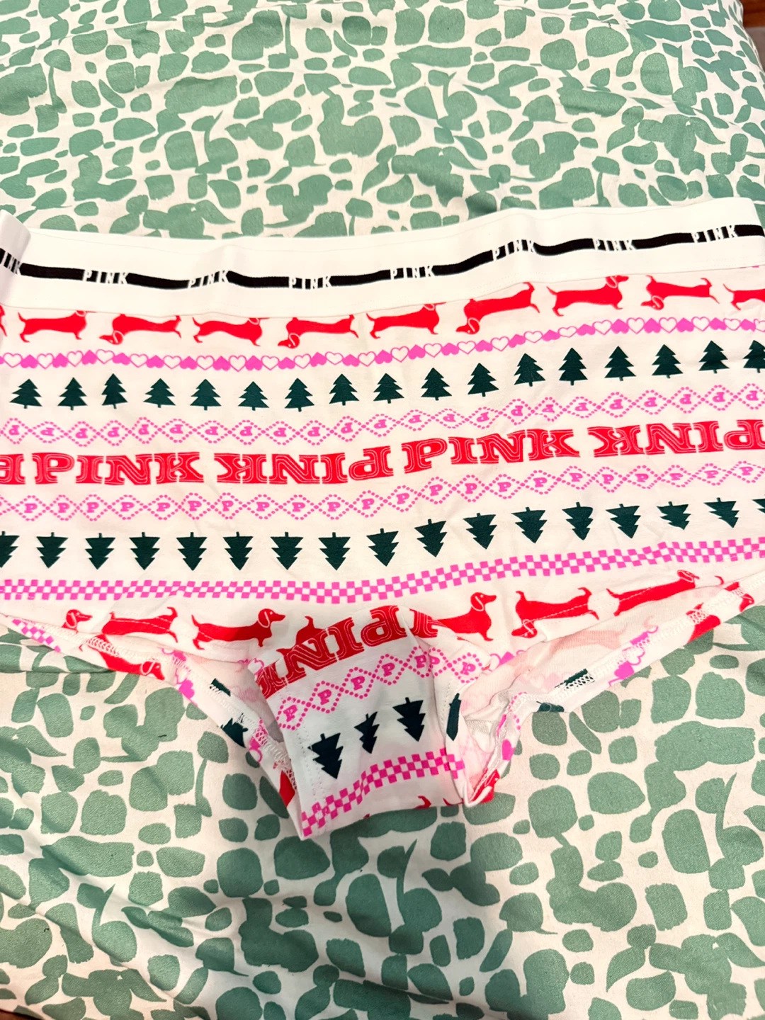 Victoria's Secret PINK Women's L Christmas Dachshund Print Panty