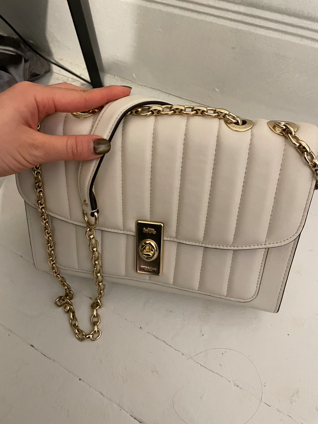 Coach White Quilted Shoulder Bag