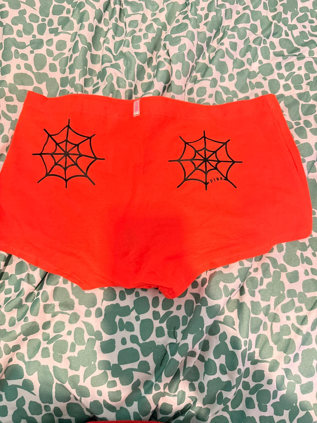 Victoria's Secret PINK Orange Spiderweb Boyshorts Size L