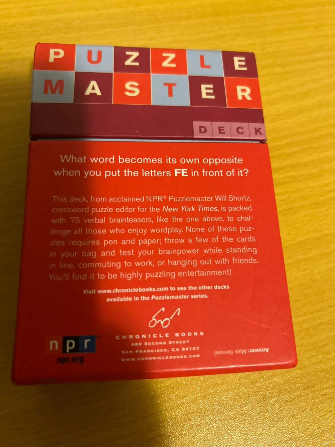 Puzzle Master Verbal Challenges Deck by Will Shortz - photo 2