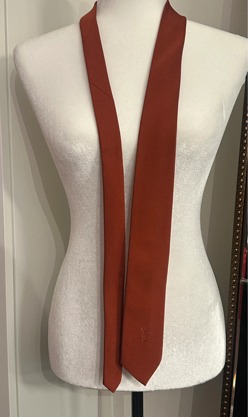Vintage Yves Saint Laurent orange brick Tie
