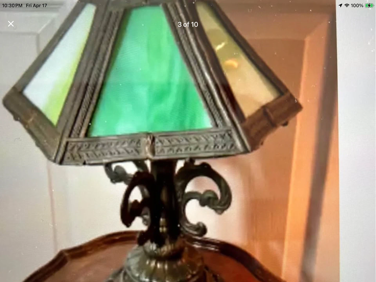 Vtg EF & EF Industries Inc 6 Panel Slag Glass Lamp 🐞 - photo 3