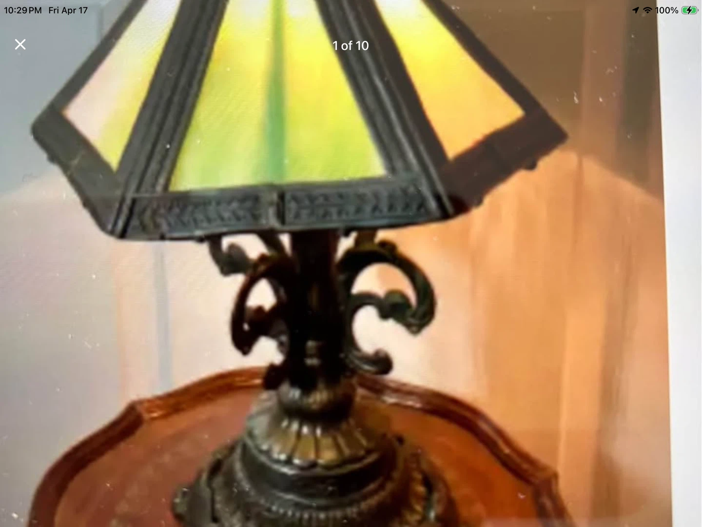 Vtg EF & EF Industries Inc 6 Panel Slag Glass Lamp 🐞