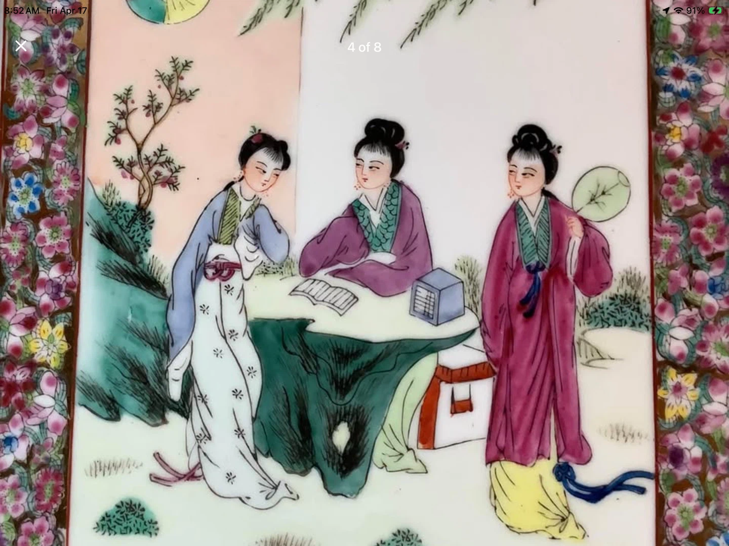 #2 Mid Century Chinese Famille Rose Hd Ptd Porcelain Wall Art 🐞 - photo 4