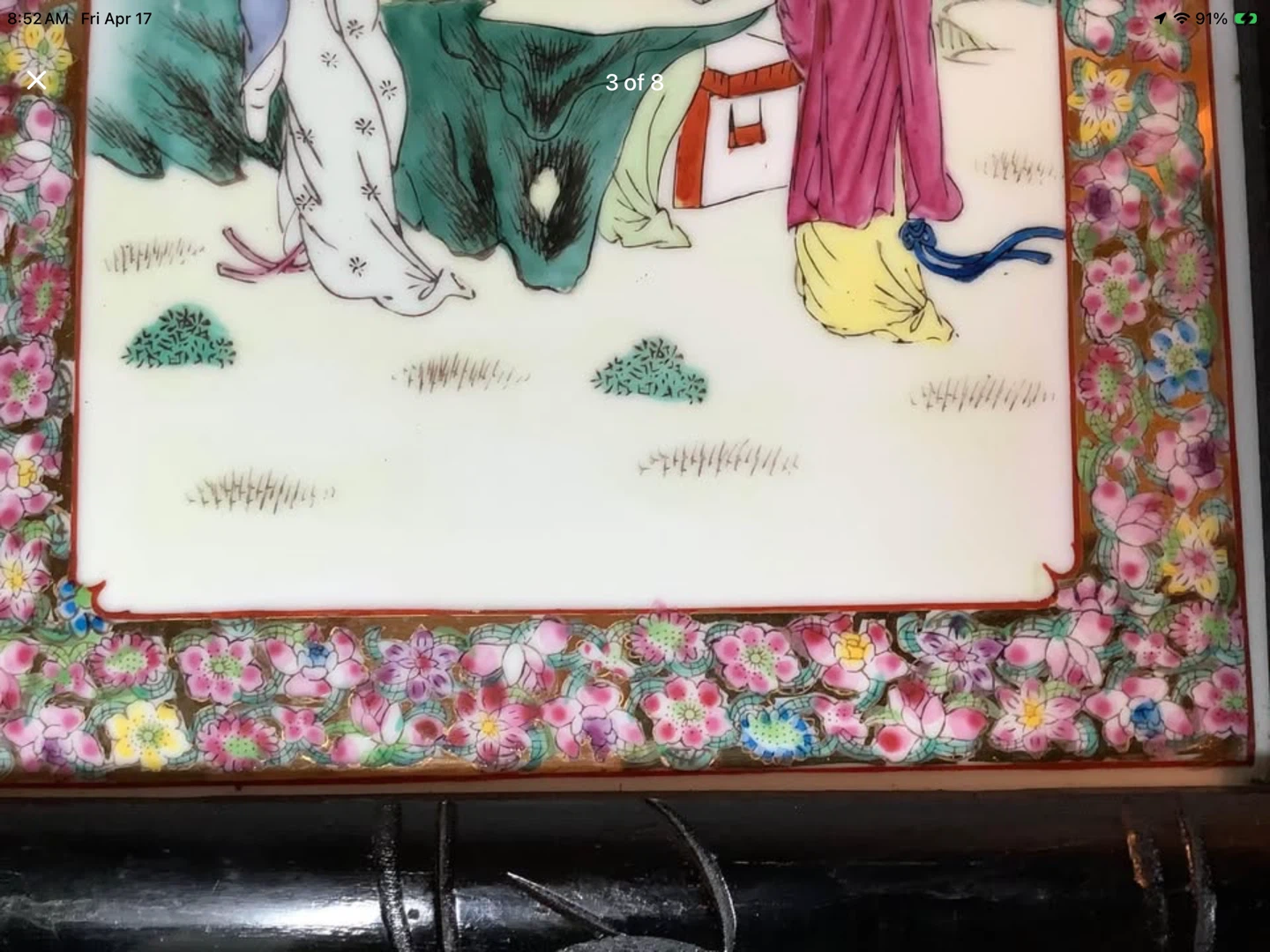 #2 Mid Century Chinese Famille Rose Hd Ptd Porcelain Wall Art 🐞 - photo 3