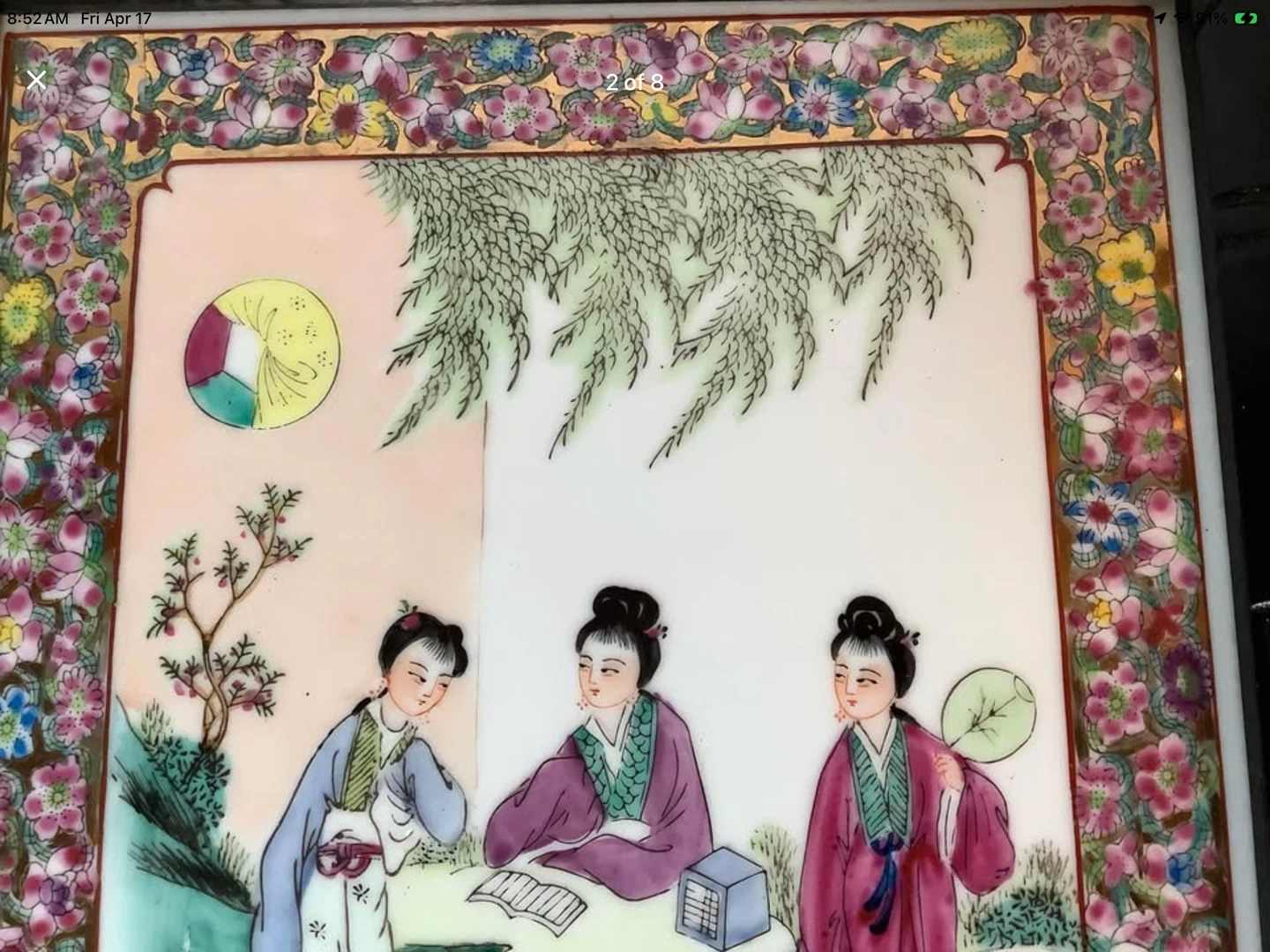 #2 Mid Century Chinese Famille Rose Hd Ptd Porcelain Wall Art 🐞 - photo 2