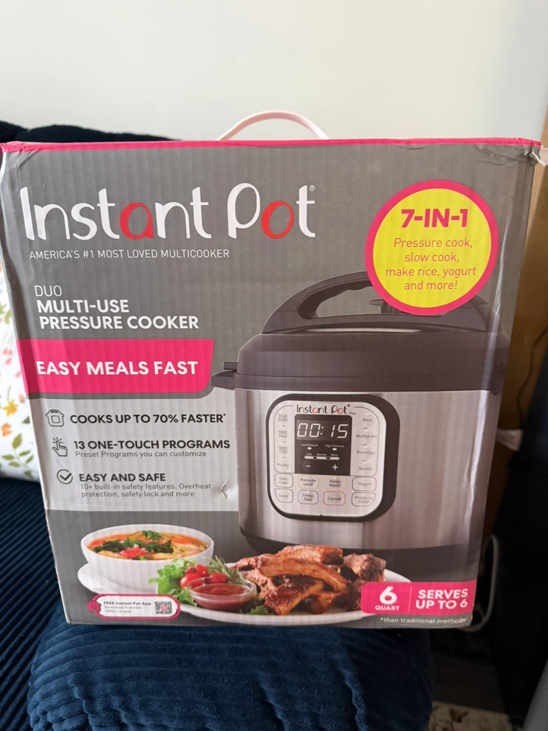 Instant Pot Duo 7-in-1 Multi-Use Pressure Cooker, 6 Quart
