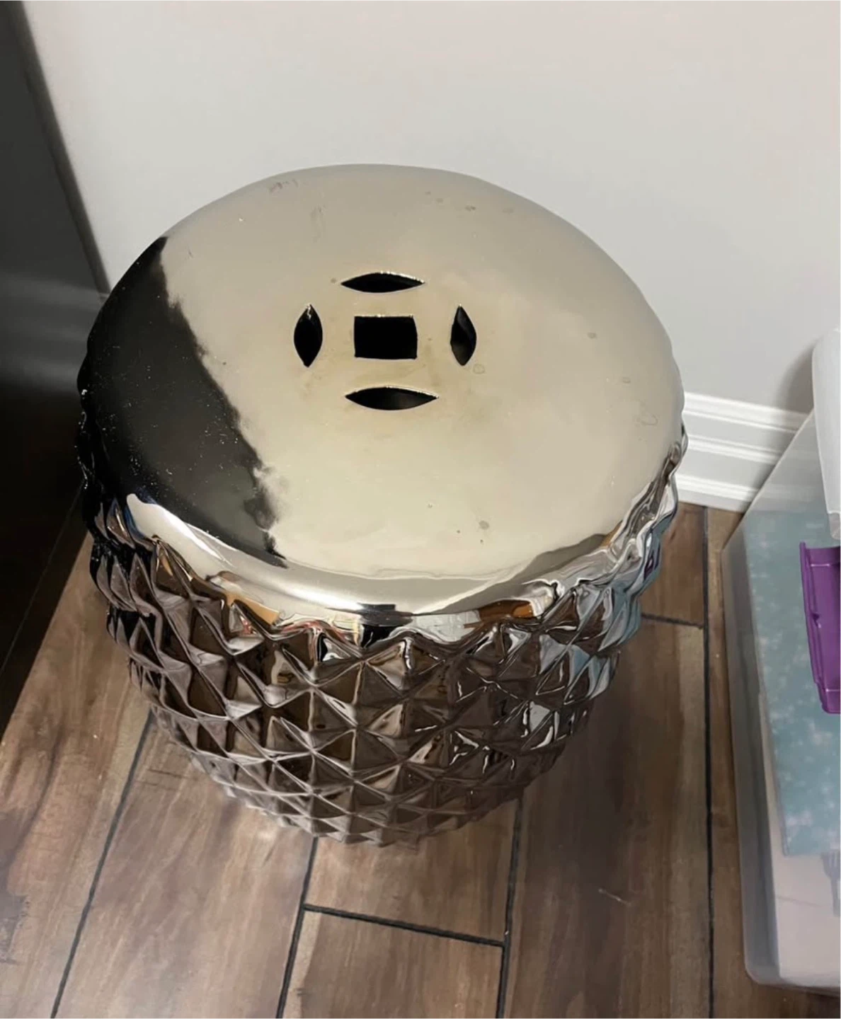 Brand new ceramic /silver glaze patio stool - photo 3