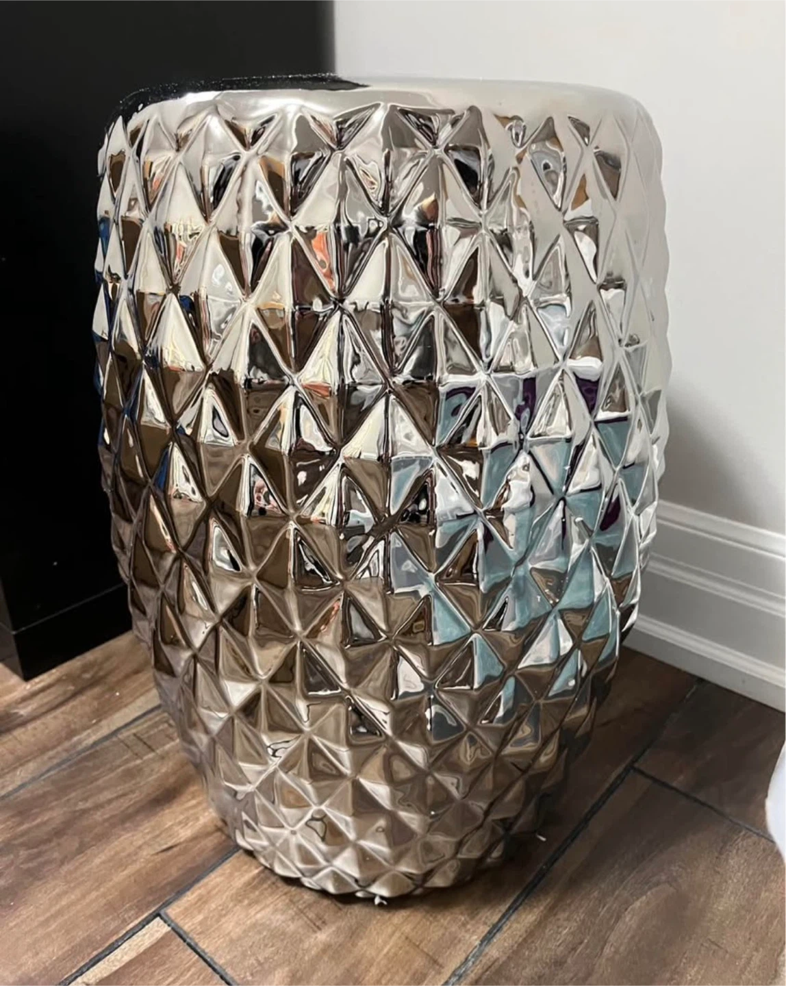 Brand new ceramic /silver glaze patio stool - photo 2