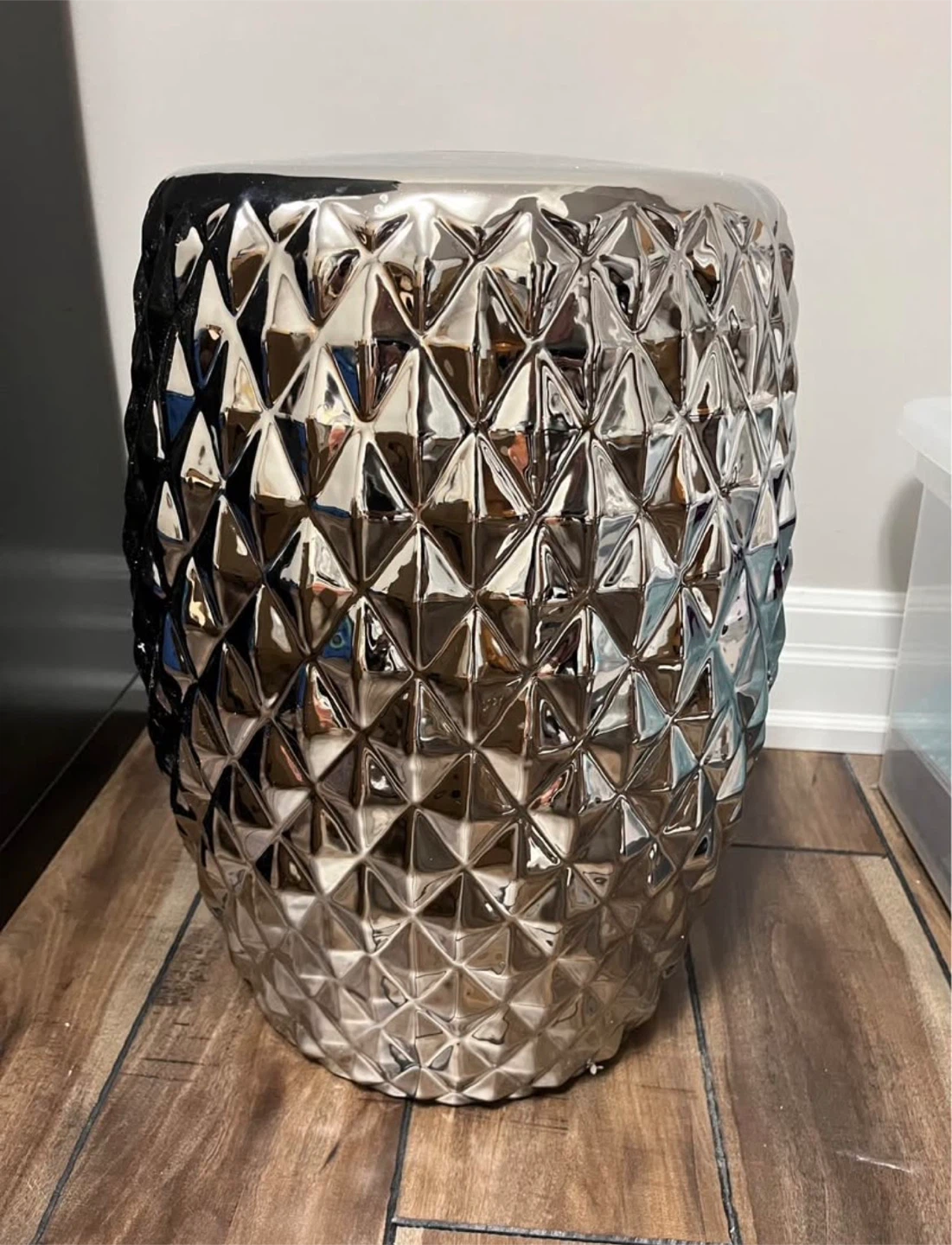 Brand new ceramic /silver glaze patio stool