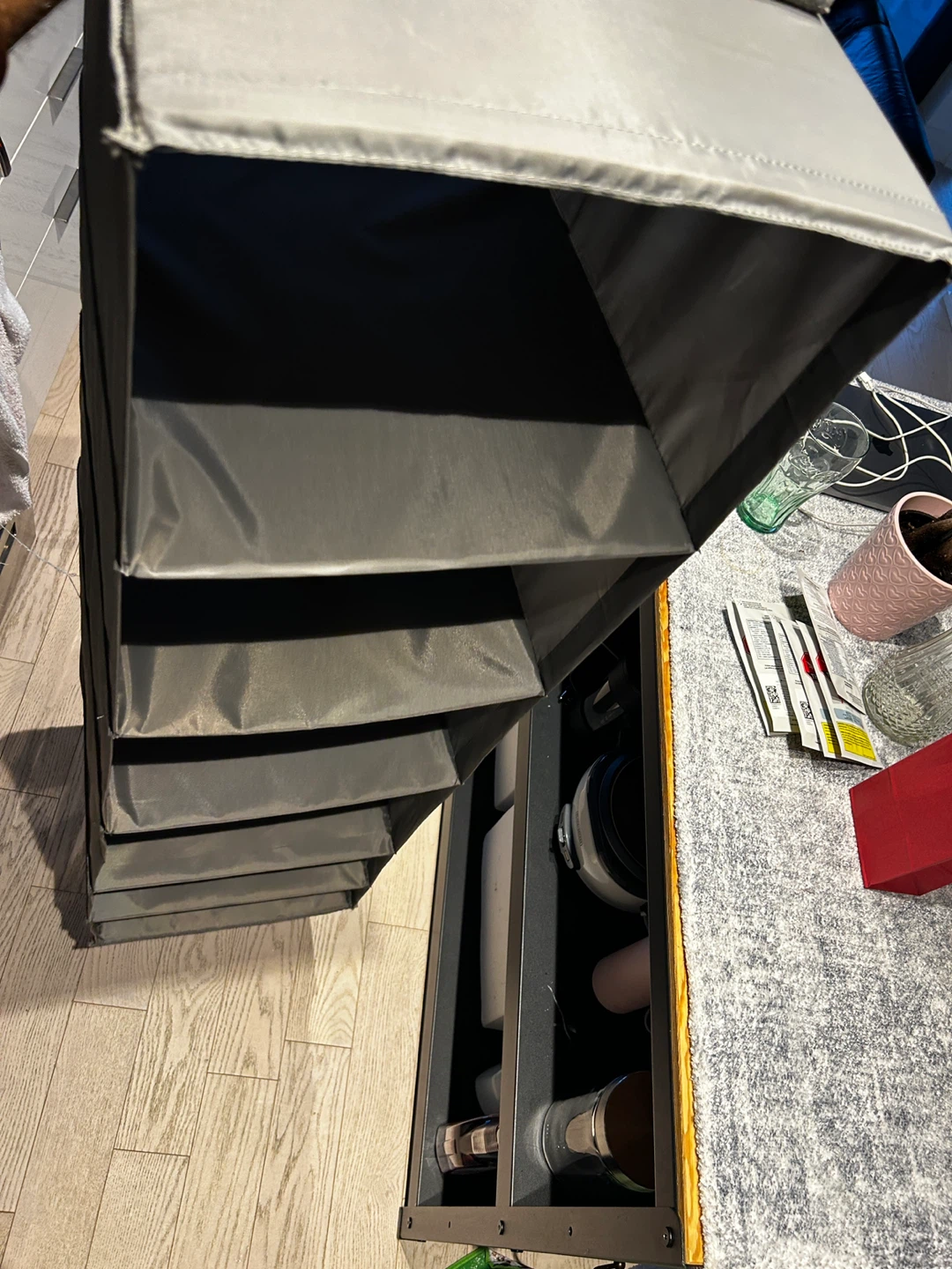 Grey Fabric Hanging Closet Organizer with 5 Shelves - photo 3