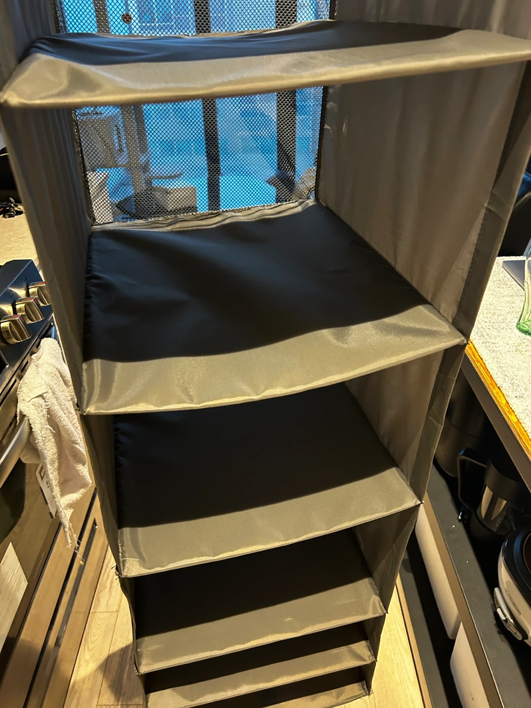 Grey Fabric Hanging Closet Organizer with 5 Shelves - photo 2