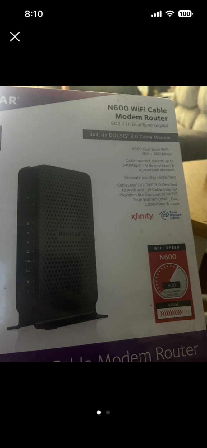 Netgear N600 WiFi Cable Modem Router - photo 2