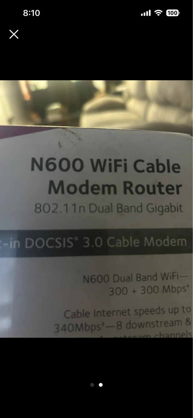 Netgear N600 WiFi Cable Modem Router