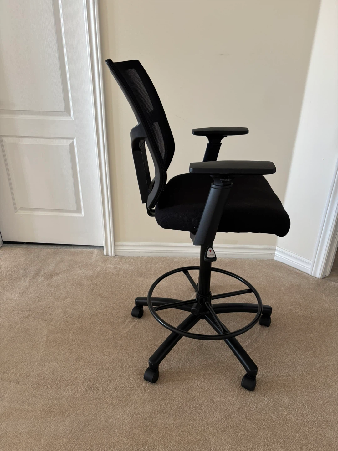Black Mesh Drafting Chair with Footrest