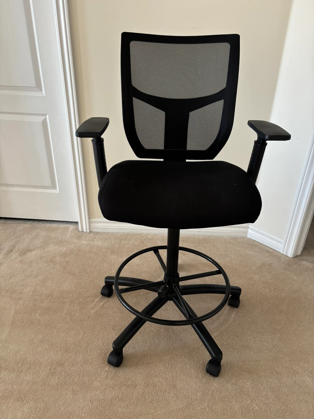 Black Mesh Drafting Chair with Footrest - photo 2