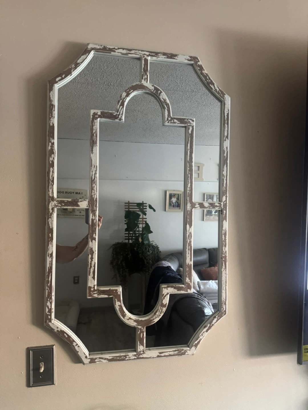 Distressed Geometric Wall Mirror - photo 2