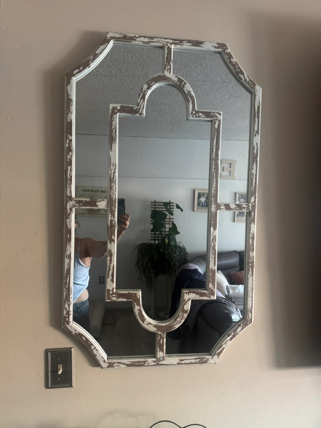 Distressed Geometric Wall Mirror
