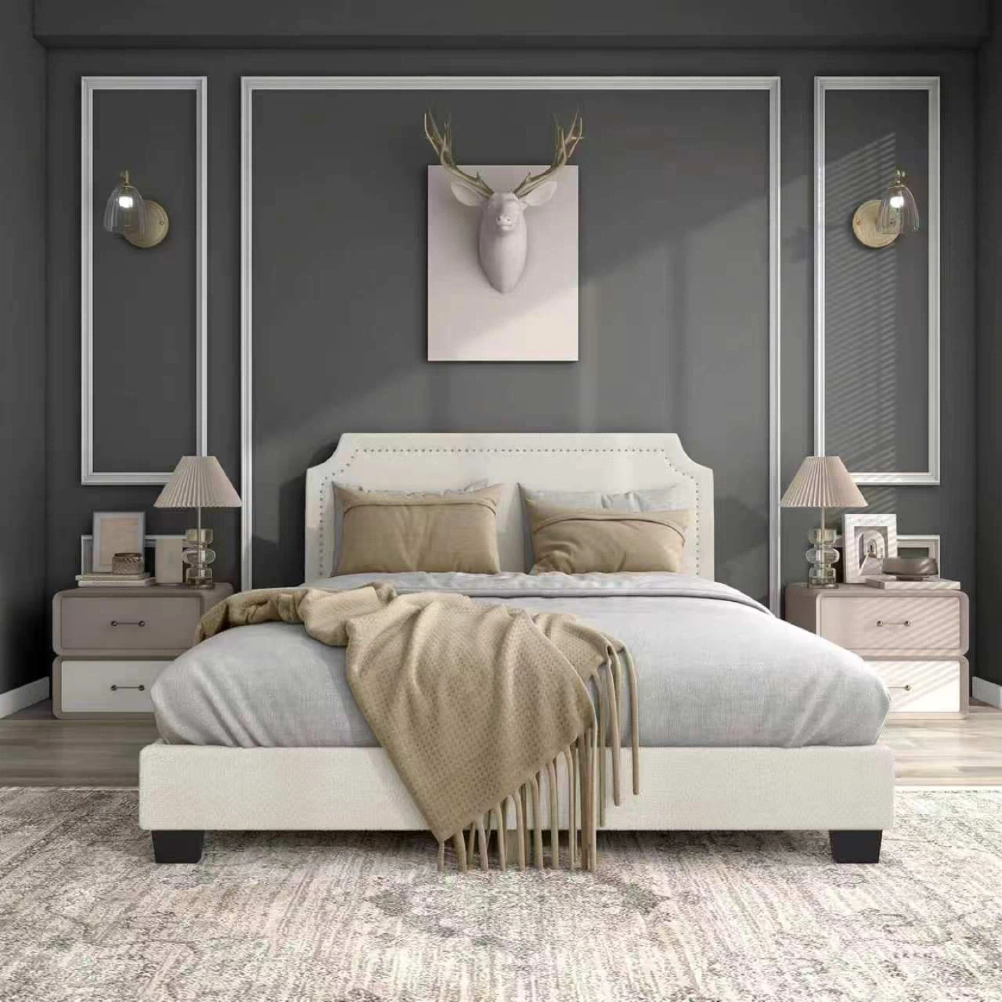New bed frame in king size with soft headboard