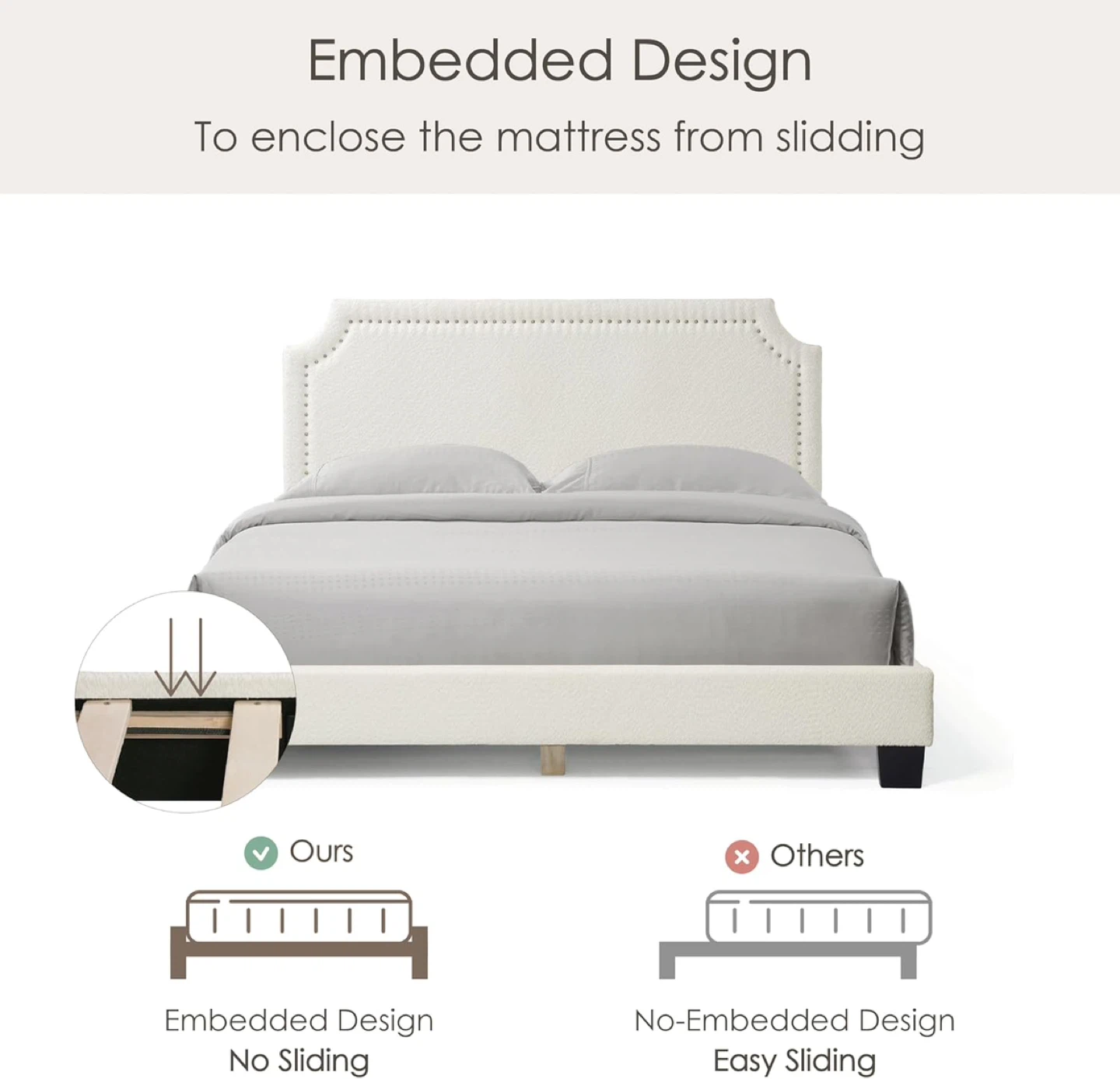 New bed frame in king size with soft headboard - photo 3