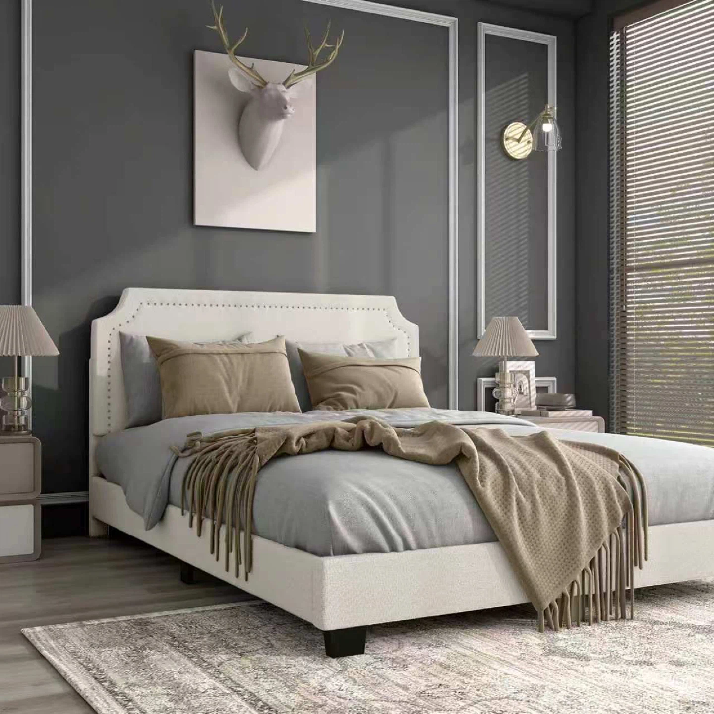 New bed frame in king size with soft headboard - photo 2