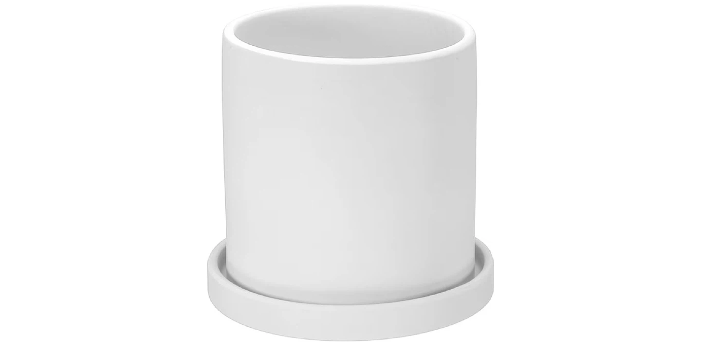 White Ceramic Planter Pot with Saucer