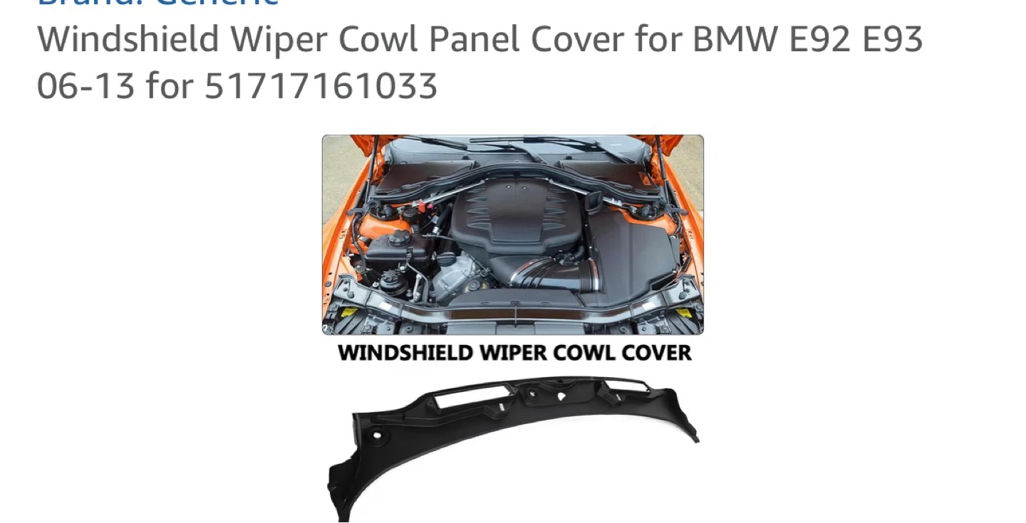 Windshield Wiper Cowl Panel for BMW E92 E93 06-13 - photo 2