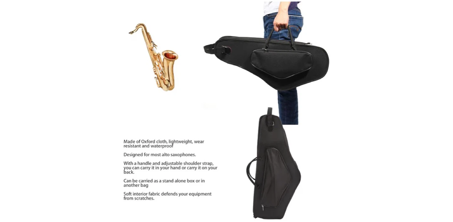 Black Alto Saxophone Case with Shoulder Strap - photo 3