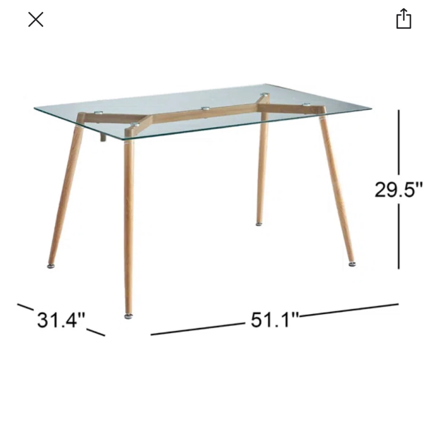 Glass Dining Table with Wood Legs - photo 2