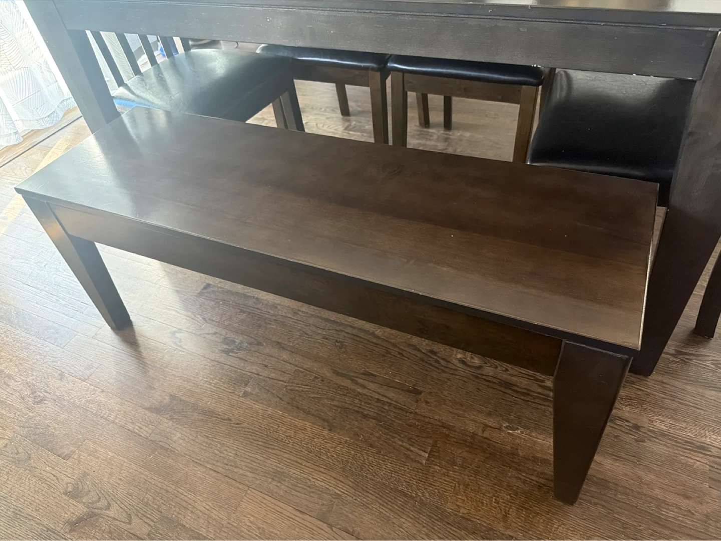 Dark Wood Dining Table Set with Bench and Chairs - photo 2