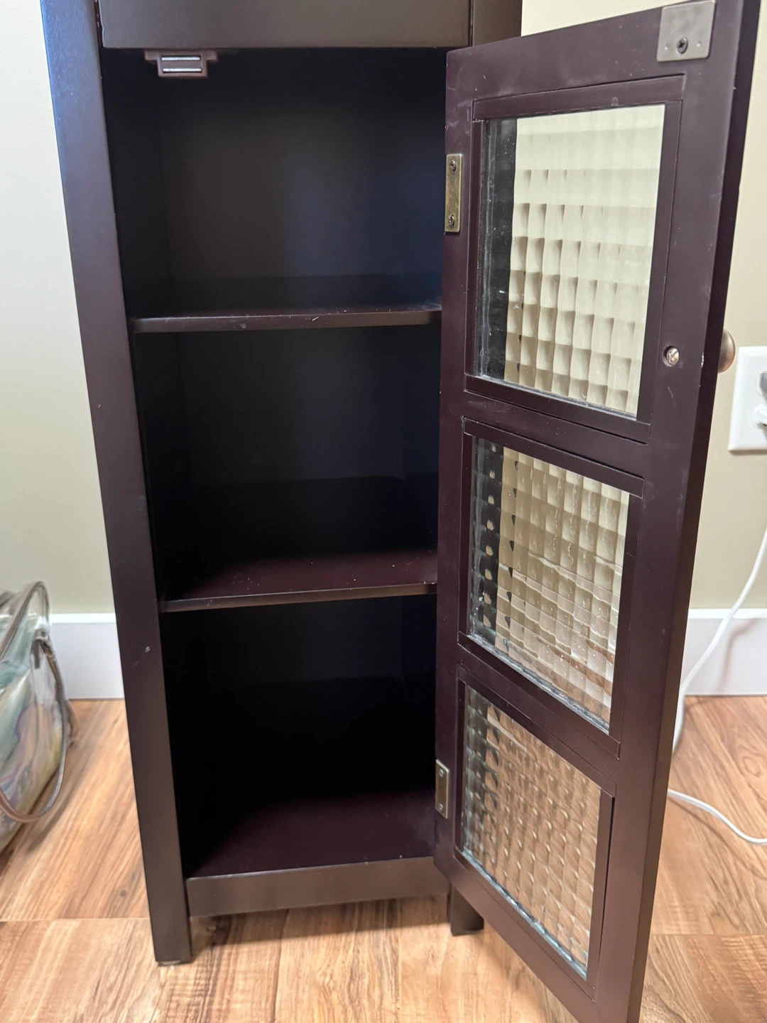 Dark Brown Storage Cabinet with Glass Door - photo 2