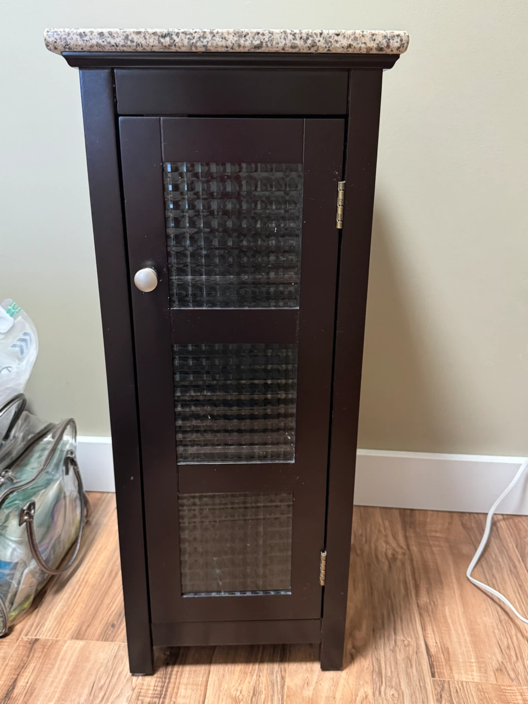 Dark Brown Storage Cabinet with Glass Door