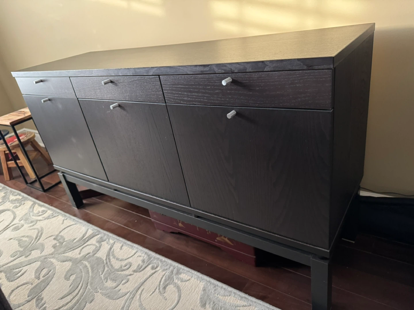 Dark Wood Sideboard with Metal Legs