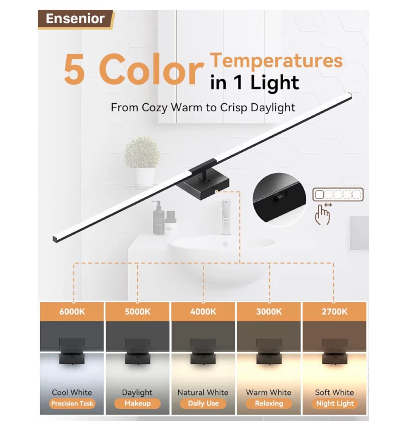 Ensenior 48in LED Vanity  - 5 Color Temps & Dimmable - photo 3