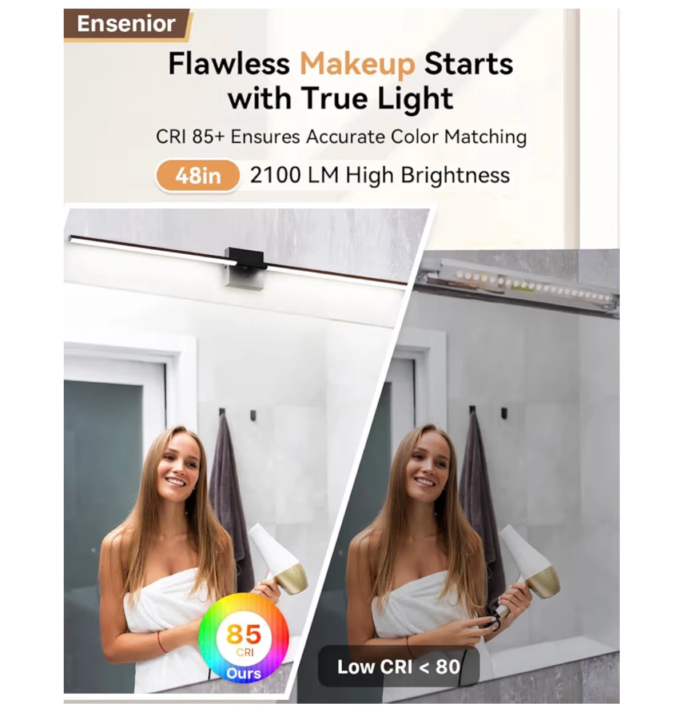 Ensenior 48in LED Vanity  - 5 Color Temps & Dimmable - photo 4
