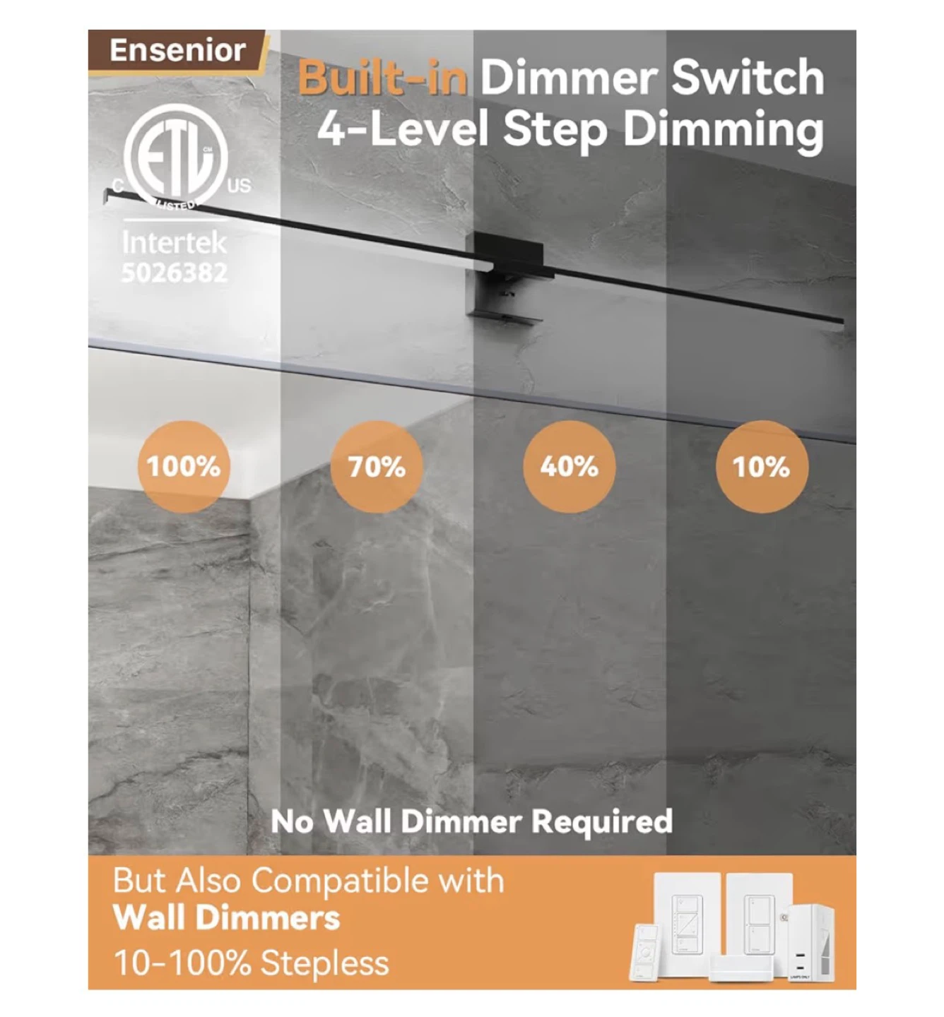 Ensenior 48in LED Vanity  - 5 Color Temps & Dimmable